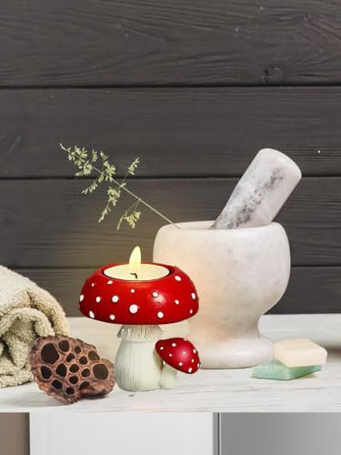 Niedlicher Kerzenhalter, Pilz-Teelichthalter für Tischdekoration, Dekorativer Kerzenständer für Teelicht-Votivkerzen, Bauernhaus-Heimdekoration
