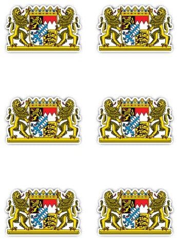 Aufkleber: 50 mm, 6 Stück - Wappen - Deutschland - Bayern - DE - BY - für Auto, Laptop und mehr