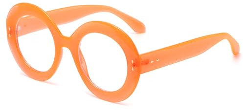 LJCZKA Runde Blaulichtfilter Brille Damen Herren, Runde Brille Ohne Stärke Anti-Müdigkeit für PC, Handy, Fernseher (Orange)