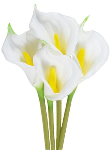 XZJMY Calla Lily 4Pcs Artificial Flowers 24'' Long Stem Artificial Calla Lily Flowers,Silk Flower Fake Bouquet for Wedding Bridal Bouquet Home Decor Centerpiece (4, White)