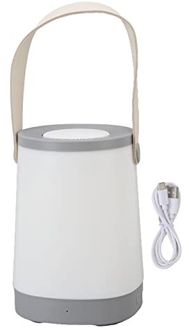 GRCFUMO Lantern Bluetooth Speaker, Portable Ambient Light Speaker, HiFi Rechargeable Radio Function Outdoor Garden Speaker for Patio,Garden,Camping (Gris)