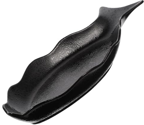 Amosfun Plato De Cerámica Para Pescado Al Vapor Grande Diseño Japonés Color Negro Para Horno Adecuado Para Reuniones Familiares y Restaurantes Bandeja De Servir Alimentos