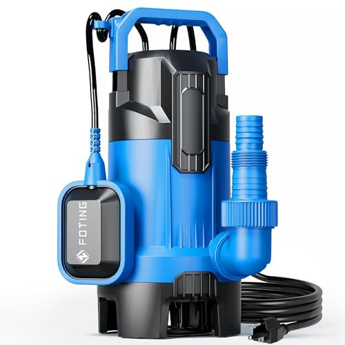 FOTING Schmutzwassertauchpumpe 550 W, 24000 l/h, Förderhöhe max 8 m, Clean/Sewage with Float Switch, variabel einstellbarer Schwimmerschalter, Thermoschutz