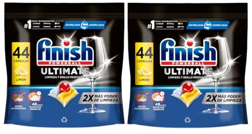 Finish Powerball Ultimate All in 1 Pastillas para Lavavajillas, aroma limón, 2 Pack de 44 Unidad, Total 88 Pastillas