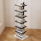 BUZUEY Bücherturm mit Metallrücken, 6 Ebenen, vertikales Bücherregal mit Marmorsockel, unsichtbares Bücherregal für kleine Räume, schmales Bücherregal, Ausstellungsregal für Bücher, schmales