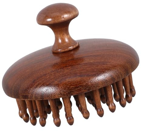 Holz Kopfhautmassagekamm mit 79 Zähnen, Ergonomisch, für Männer und Frauen | Sanfte Glättung, Schönes Design, Braune Ausführung, für Haar und Kopfhaut, Unisex