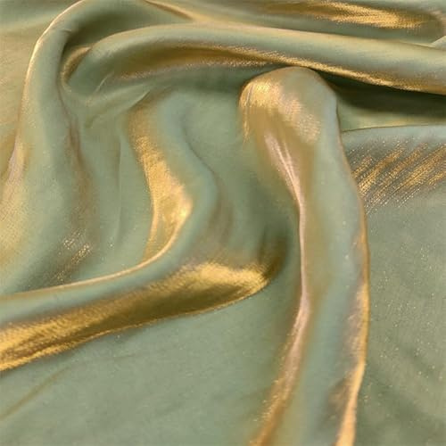 YKAFADE Satin Stoff Meterware 100cm * 150cm Modestoff Deko-Stoff Kostümstoff zum Nähen Bunt Glanz Satin Hauch Zart,zum Dekorieren Basteln Für Hochzeitskleider Tischdecken Vorhänge -Grün