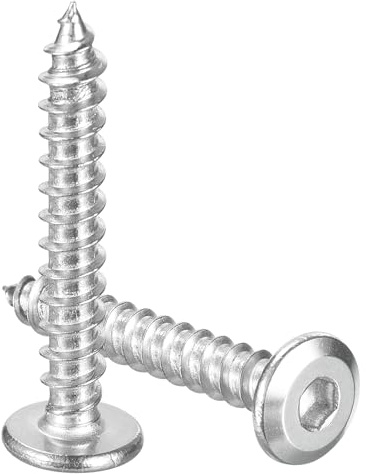 sourcing map M6 x 40mm (25 Pack) Flat Round Socket Head Screws, Stainless Steel Self Tapping Full Thread Hex Socket Cap Screws for Wood Furniture