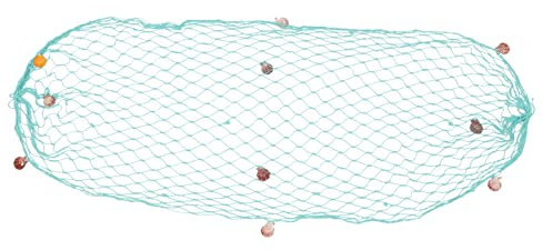 MUELODSIC Fischer-Netz Wanddeko Aus Hochwertigem Baumwollseil Mit Muscheln Kreative Wandgestaltung Für Zuhause Und Büro Im Mediterranen Stil Wassergrün