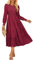 GRACE KARIN Women's Tiered Midi Dress Long Sleeve Crew Neck Elastic Waist A-Line Casual Dress with Pockets CL145-03/Red Wine XL