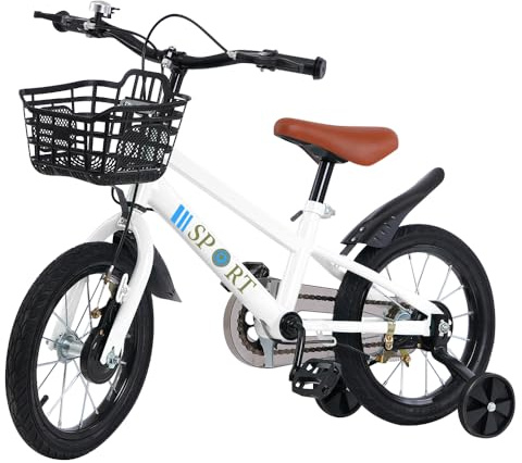 Supfine Kinderfahrrad 12 14 16 Zoll, 3 in 1 Kleinkind Fahrrad mit Verstellbarem Sattel und Lenker, Korb, Kinder Fahrad für Jungen und Mädchen, Abnehmbare Stützräder