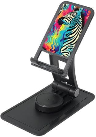 FHEBNDS Colored Zebra Phone Stand for Desk, 360°Rotating Foldable Cell Phone Holder for Office Home, Height Adjustable Tablet Stand Portable Cellphone Cradle iPad Stand Holder