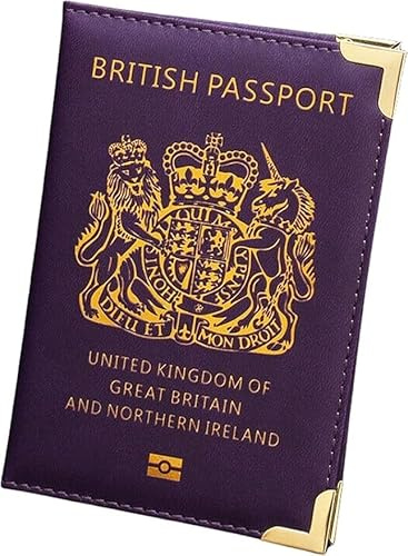ORCHIDS British Passport Wallet PU Leather Passport Holder Cover for Men and Women (Purple)