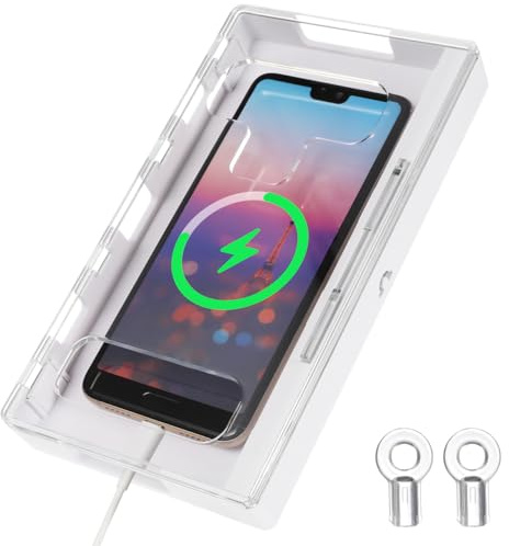 jojofuny Transparent Phone Lock Box with Keys, Mobile Cell Storage Container for Classroom Students, Portable Smartphone Jail Case, ABS PC Shell, 19x10x2.5cm