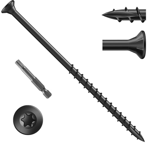 Zynthor 80Pcs 4.8 x 100mm Decking Screws, Black Wood Screws | Heavy-Duty Outdoor Torx Drive Head Deck Screw, Rust Resistant Coated for Timber, Fence, T25 Torx Bit