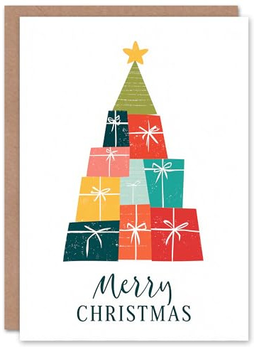 Artery8 Christmas Card Colourful Present Tree Modern Geometric