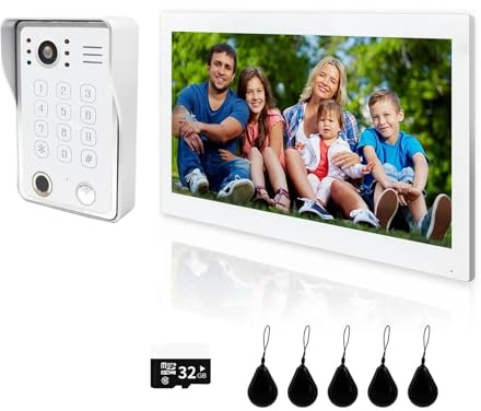 SXYGYWA Videocamera Campanelli Video For La Casa Con Impronta Digitale 5 In 1, Videocitofono, Smart 1080P Touch, Monitor Wifi, Telecamera, Campanello(218WS 10INCH)