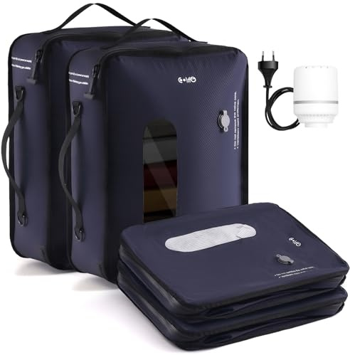 COOLIFE Vacuum Bags*2 for Travel with Pump, TPU Vacuum Storage Bags Reusable Vacuum Compression Bags for Carry-on Baggage, Home Storage and Moving- Space Saver Vacuum Bags