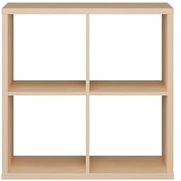 möbelando Regal >Mauro< Elegancia Eiche Dekor, modern, 72,7×72,8×32,9 cm, 4 Fächer, 2 Einlegeböden aus Spanplatte mit Folie-Finish, ABS-Kanten, Oberboden bis 40 kg belastbar, kompakt für kleine Räume