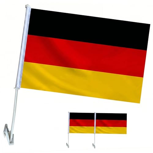 YESAH 2er Set Deutschland Autofahne,30x45cm Flagge mit Deutschland für WM 2026 Fußballparty,Football Fan Item Outdoor-Flagge,Wasserdicht,Autofahnen für Fenster,Autodekoration