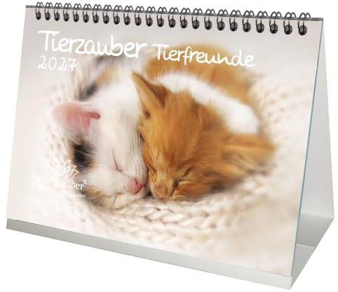 Tierzauber Tierfreunde DIN A5 Tischkalender für 2027 verschiedene Tiere und ihre Freundschaften - Seelenzauber