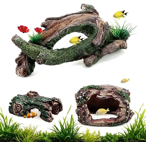 Rdunulioo 3 Stück Aquarium Deko Set, Simulation Moos Höhle Versteck aus Harz, Aquarium Zubehör für Garnelen und Kleine Fische, Aquarien Dekoration für Zuhause Terrarium