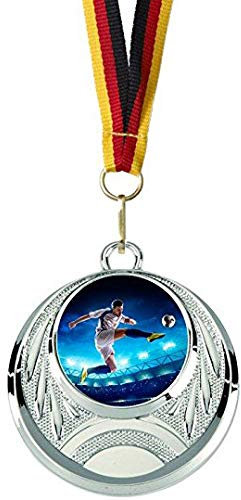 Verlag Reiner Kullack 10er-Set Fußball-Medaillen mit 25 mm Foto-Emblem (Folie, bunt), Medaille mit Band für Turnier oder als Mitgebsel für Kindergeburtstag