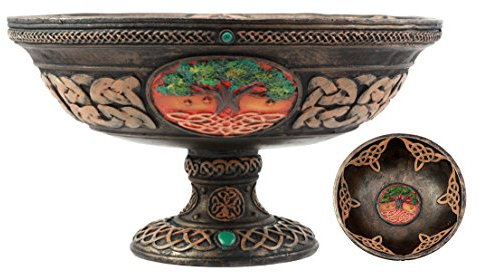 Ebros Ancient Celtic Tree of Life Offering Bowl Figurine 8.5H Celtic Trinity Knotwork Decorative Utility Holder Serving Bowl Statue