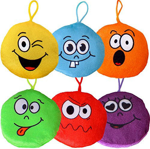 TE-Trend 6 Stück Plüsch Emoji Plüschanhänger Geburtstag Deko Mitgebsel 10cm Taschen Anhänger Party Set