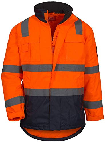 NITRAS Motion Tex Viz 7144 Chaqueta de advertencia - parka de exterior en color de advertencia para el trabajo - naranja neón - XL