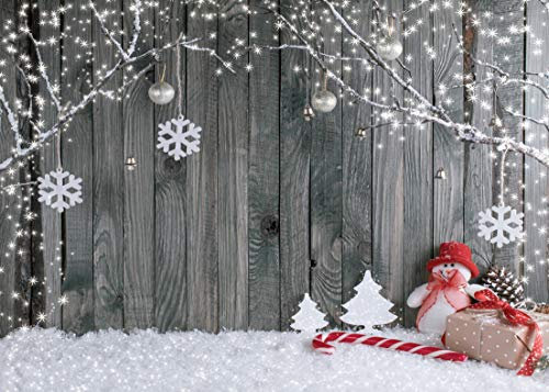 AIIKES 7x5FT Weihnachten Hintergrund Weihnachtsfotografie Hintergrund Weihnachten Foto Hintergrund Urlaub Weihnachten Schneeflocke Hintergrund Holz Wanddekoration Fotografie Studio Baby Kinder 11-155