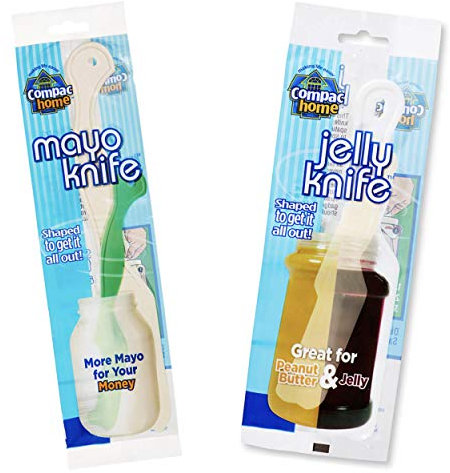 COMPAC HOME Mayo & Jelly Knife - Jar Scraper Spreaders - Plastic Knife Spatula for Scraping Mayonnaise and Jelly Jars, Spreading Condiments Easily with Little Mess, Kitchen Gadgets, 2pk