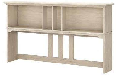 Bush Furniture Salinas 60W Hutch in Antique White, Desk Attachment with Shelf Storage for Home Office
