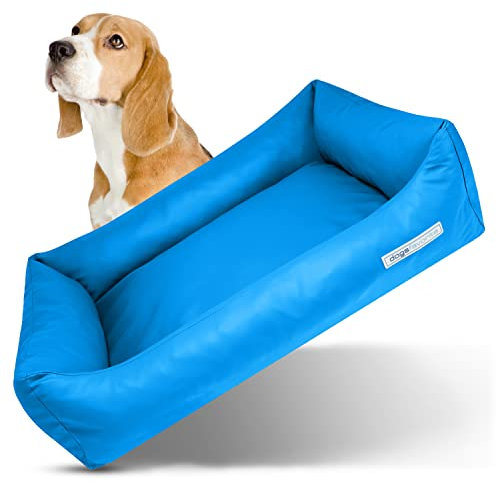 dogsfavorite Hunde-Bett - waschbares Hundekörbchen - hochwertiges Hundesofa - gelenkschonendes Hundekissen - robuste Hundematte - Hundekorb - blau - Gr. L 115 x 85 cm