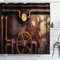 ABAKUHAUS industriell Duschvorhang, Dampfleitungen, Stoffliches Gewebe Badezimmerdekorationsset mit Haken, 175 x 220 cm, Dark Orange Umber