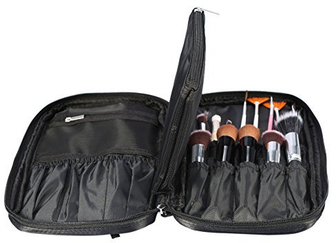 Kosmetiktaschen, 2 Farben Professionelle Make-up Pinsel Tasche Kulturveranstalter Kosmetische Aufbewahrungskoffer Reißverschluss Handtasche Tragbare Reise Make-up Zug Organizer Tasche(Schwarz)