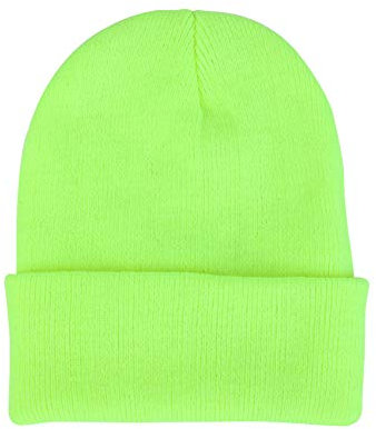 Bestgift - Berretto in lana per autunno e inverno, lavorato a maglia, unisex Verde fluo Taglia unica