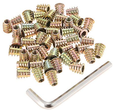 M6* 13MM Hex Socket Screw-in Nuts Hex Drive Nut Wood Insert Nuts Threaded Insert NutsZinc Plated Carbon Steel Furniture 50Pcs