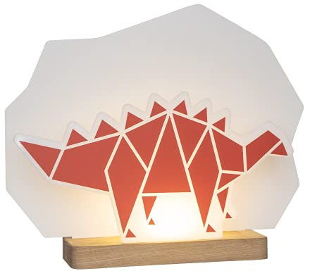 Elobra Lampe für Kinder, Dino, Dinosaurier Lampe LED, Tischlampe Nachttischlampe Schreibtischlampe Stimmungslicht für Kinderzimmer und Babyzimmer, Stecksystem Dinopoly rot