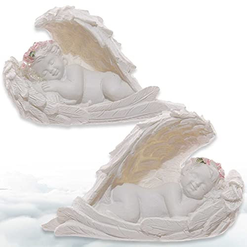mtb more energy Deko Engel ''Sweet Dreaming Angels'' - Set aus 2 schlafenden Miniatur-Engelchen Schutzengel - Breite 6 cm - Dekoration Figur Babyengel