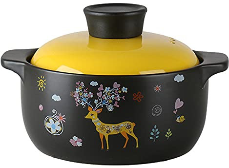 MYYINGBIN Casserole De Marmite en Céramique avec Couvercle, Casserole à Soupe De Soupière à Double Poignée, Marmite Ronde en Terre Cuite, Casserole à Ragoût, 5.5L