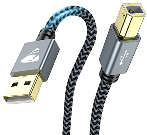 Printer Cable,【5M/15FT】USB 2.0 Type A Male to B Male Scanner Cord USB Printer Wire Compatible with HP, Brother, Epson, Canon, Delll, Lexmark, Xerox, Samsung and More