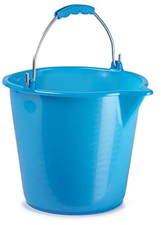 CABLEPELADO Cubo Plástico de Limpieza y Jardín, Doméstico, para Fregona, 22 cm Alto x 28 cm Diámetro Superior, Capacidad 7 Litros, Asa de Agarre, Azul