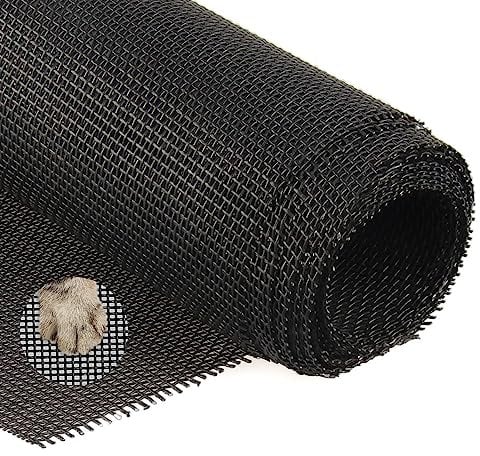 Yotache Moustiquaire pour chat 120×250cm, Moustiquaire Anti-insectes, Petscreen, Polyester Enduit PVC Moustiquaire pour Chat Fenêtre sans Percer,Noir
