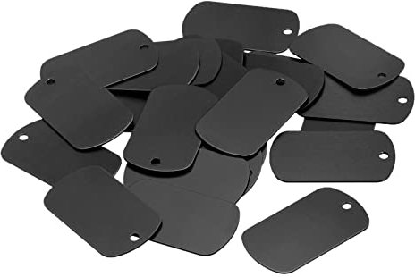 sourcing map Metal Blank Tags Stamping, 30x50mm DIY Engraving Aluminum ID Tags Black for Craft, Pendant Decoration, Pack of 25