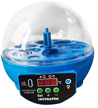 Sharplace Eierbrutmaschine, automatische Digitale Geflügelbrutmaschine, automatischer Eierwender, Temperaturregelung, Kleiner Brutkasten mit 6 Eiern für Hühner, Blau