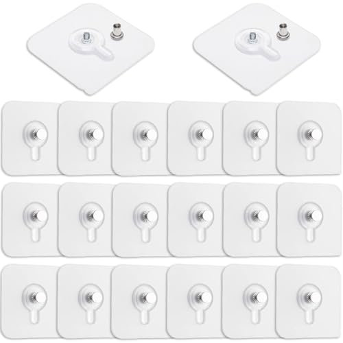 Ruucy Lot de 20 Adhesif Accroche Tableau Sans Percer, Transparent Attache Cadre Adhésif pour Accroche Cadres Photo, Miroir, Art Mural, Lumières Décoratives, Sans Trou
