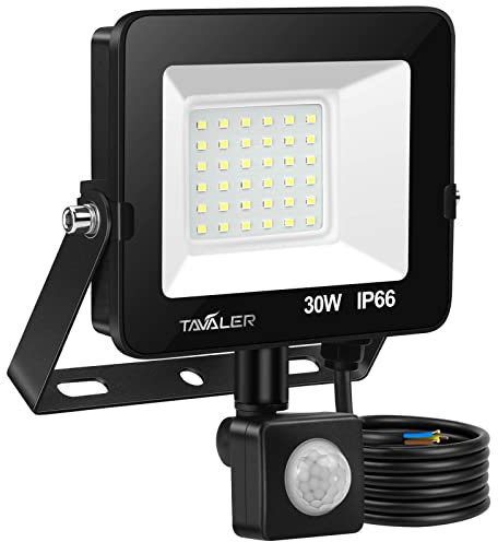 Tavaler LED Strahler Außen, LED Strahler mit Bewegungsmelder Außen 30W, 2700LM LED Aussenstrahler 6500K Kaltweiß LED Scheinwerfer, IP66 Wasserdicht LED Fluter für Garten, Innenhöfe, Garage