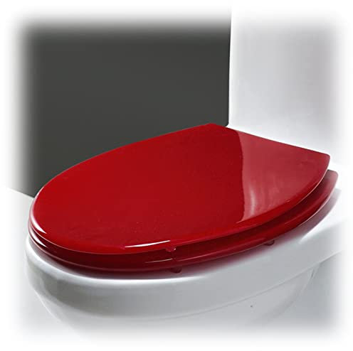Dawafit Toilet Seat Soft Close, Oval Glitter Toilet Seat with Quick Release is Easy to Clean, Bathrooms Resin Toilet Seat/Red-Pure Color