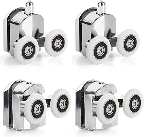 Set de rodamientos de mampara corredera de ducha doble, con guías y ruedas de 23 mm de diámetro (23mm-2top +2bottom)